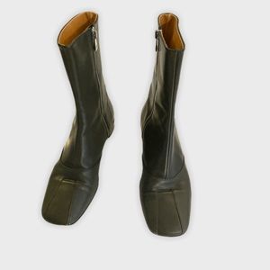 Bally Dark Green Leather Boots, size 8 US